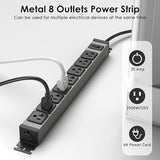 Heavy Duty 20A Metal Power Strip 8 Outlets 1200J Surge Protector 12AWG 6FT