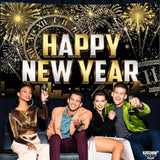 XL Happy New Year Banner 72x44 Inch 2026 Party Backdrop