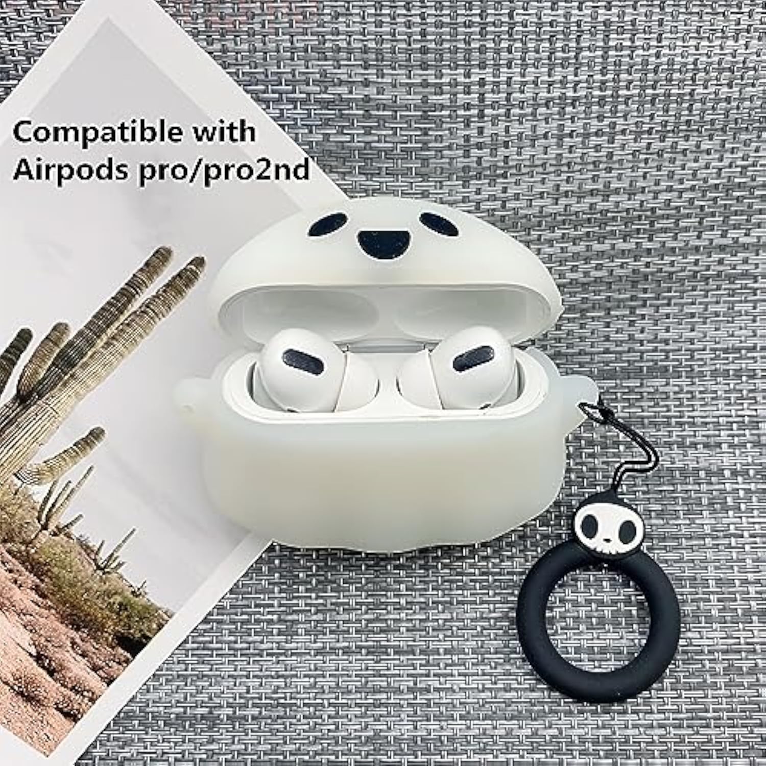 Compatible With Airpods Pro & Pro 2Nd Generation Case Cover, Luminous Cute Ghost Cases Designed For Airpod Pro/Pro 2, Soft Silicone Anime Funny 3D Cartoon Case For Men Women