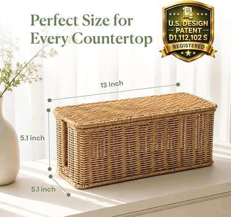Handmade Rattan Cable Management Box Cord Organizer for Power Strip Router