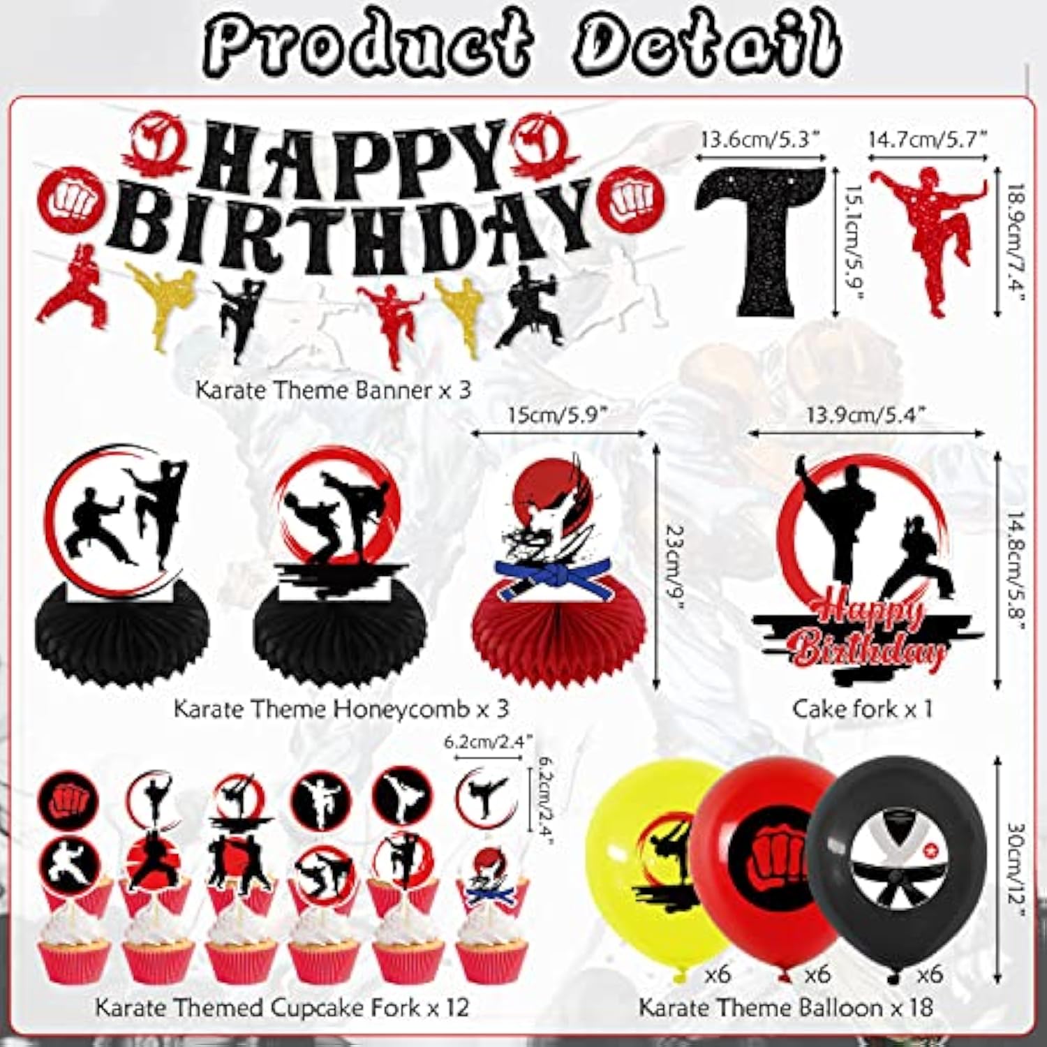 Karate Sports Party Supplies - Taekwondo Birthday Banners, Cake Toppers, Table Centerpieces, Balloons For Boy Girl Party