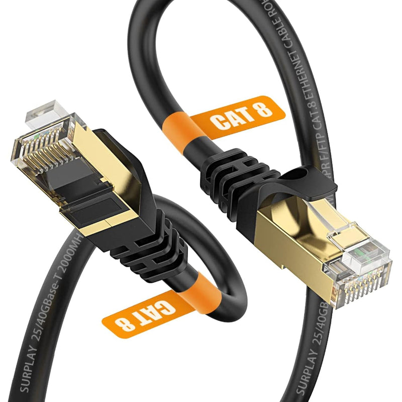 Cat8 Ethernet Cable 25Ft-40Gbps-26Awg Heavy Duty Triple Shielded & Gnd(Ground