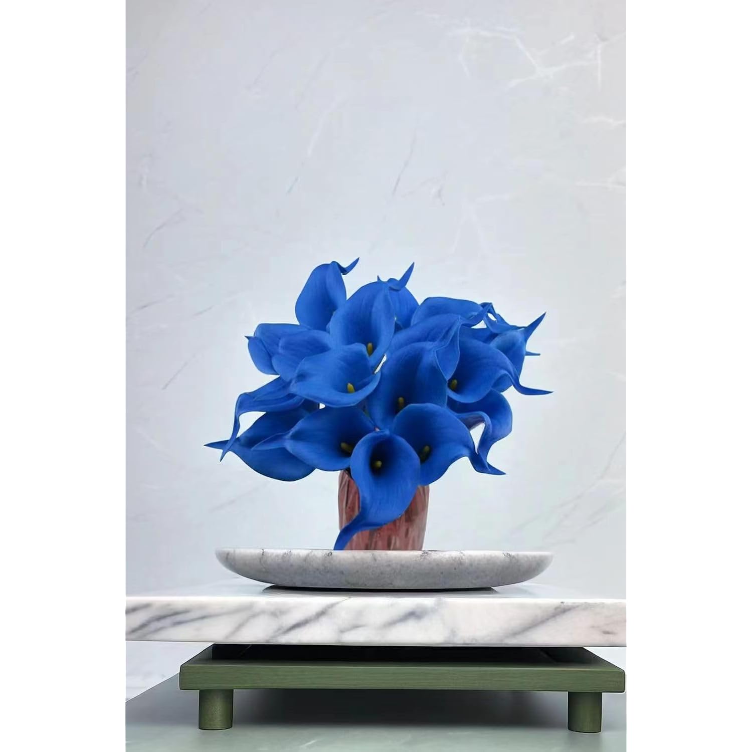 Real Touch Royal Blue Calla Lily Artificial Flowers - Perfect For Wedding Bouquets And Home Decoration (20Pcs)