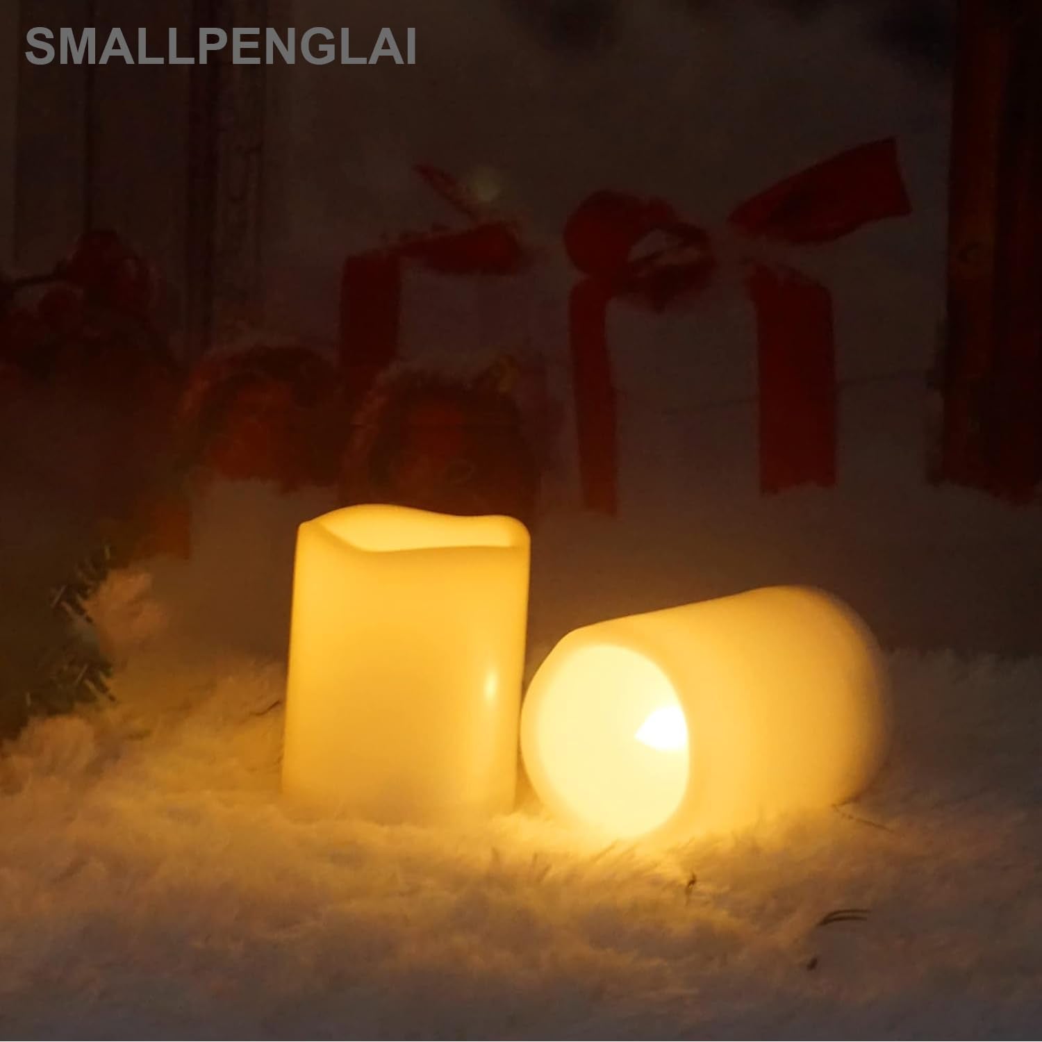 Outdoor Indoor Flameless Pillar Candles, 4 Pack Plastic Resin Battery Operated Electric Led Candle Sets With Cycling 24 Hours Timer Function For Home Party Wedding Decoration, 3"X3"