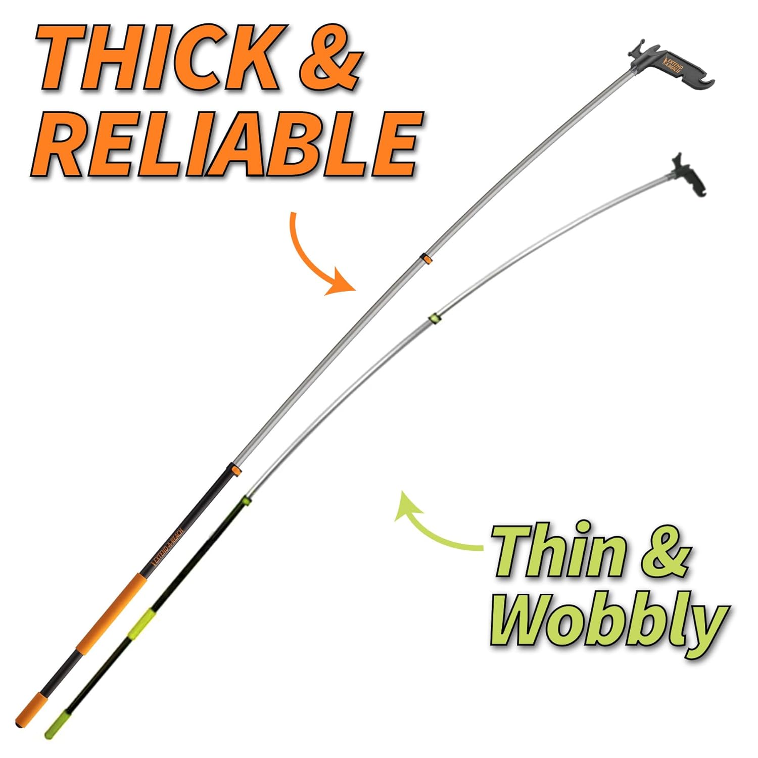 5-30 Ft Long Telescopic Extension Pole With Utility Hook // Telescoping Pole For Christmas Lights Installation, String Lights, Birdfeeders // Lightweight And Sturdy // Christmas Light Pole With Hook