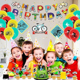 Bike Birthday Party Decorations Banner Cake Toppers Balloons for Kids