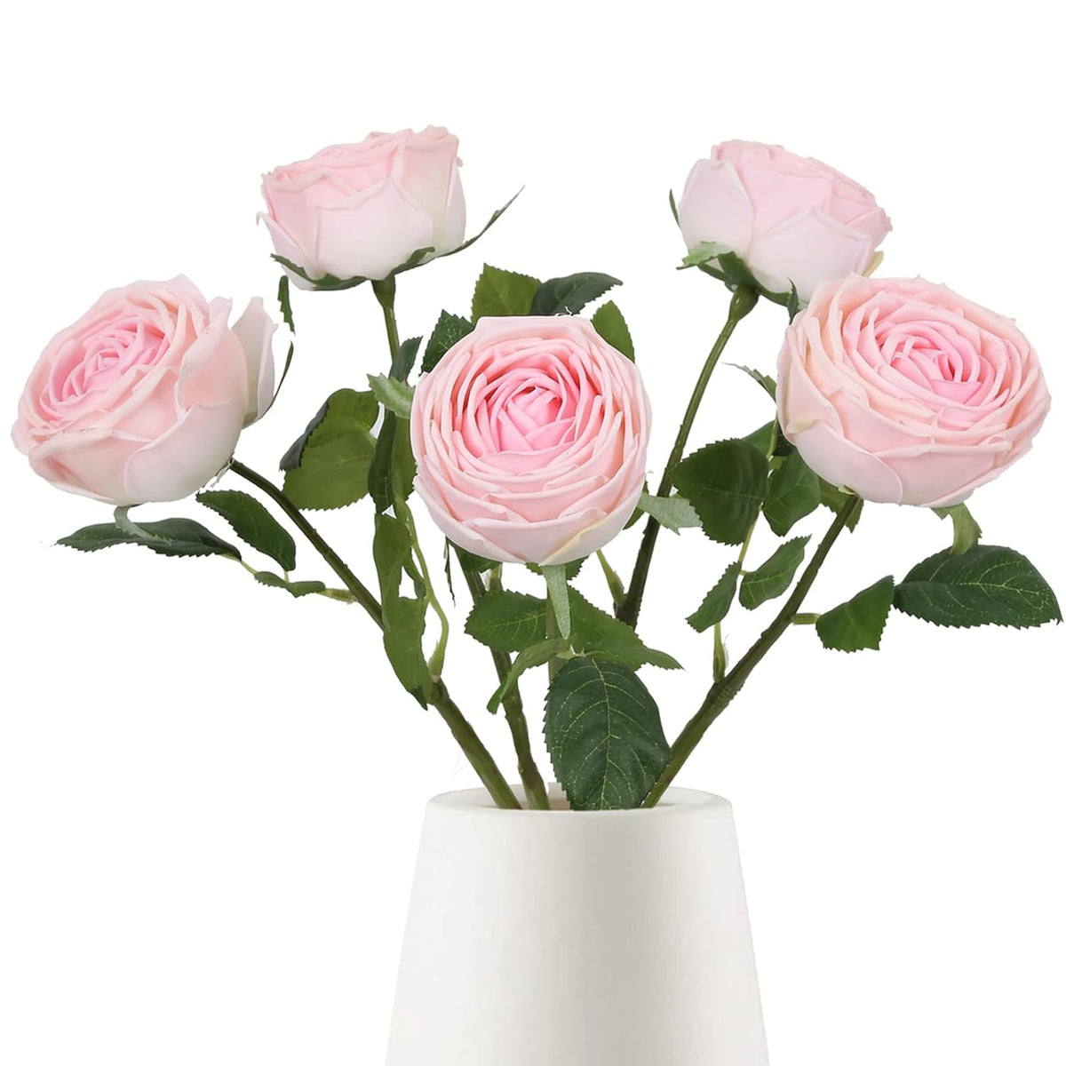 Pink Artificial Roses Real Touch Flowers 5Pcs Latex Silk Realistic Pink Roses Artificial Flowers For Bridal/Baby Shower Decorations Wedding Centerpieces For Table Party Decor (Light Pink)