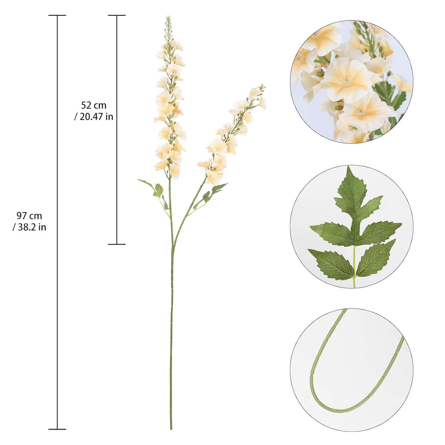 6Pcs Morning Glory Artificial Flowers 38.2'' Champagne Flowers Faux Gladiolus Stems Long Flowers For Tall Vase Home Wedding Party Decor(Champagne)