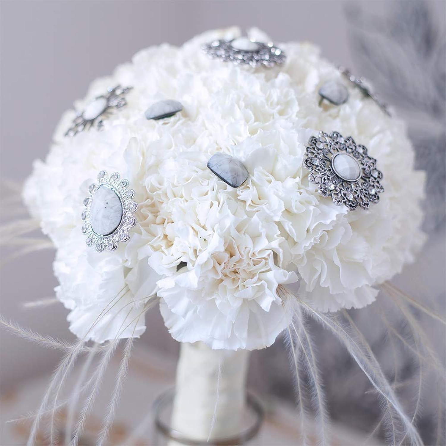 100 Pack Artificial Carnation Flowers Picks Bulk White Carnations Stems Silk Carnation Flower Heads With Wired Stems 3.5" X 7.9" (Wxh) Floral Arrangement Diy Wreaths