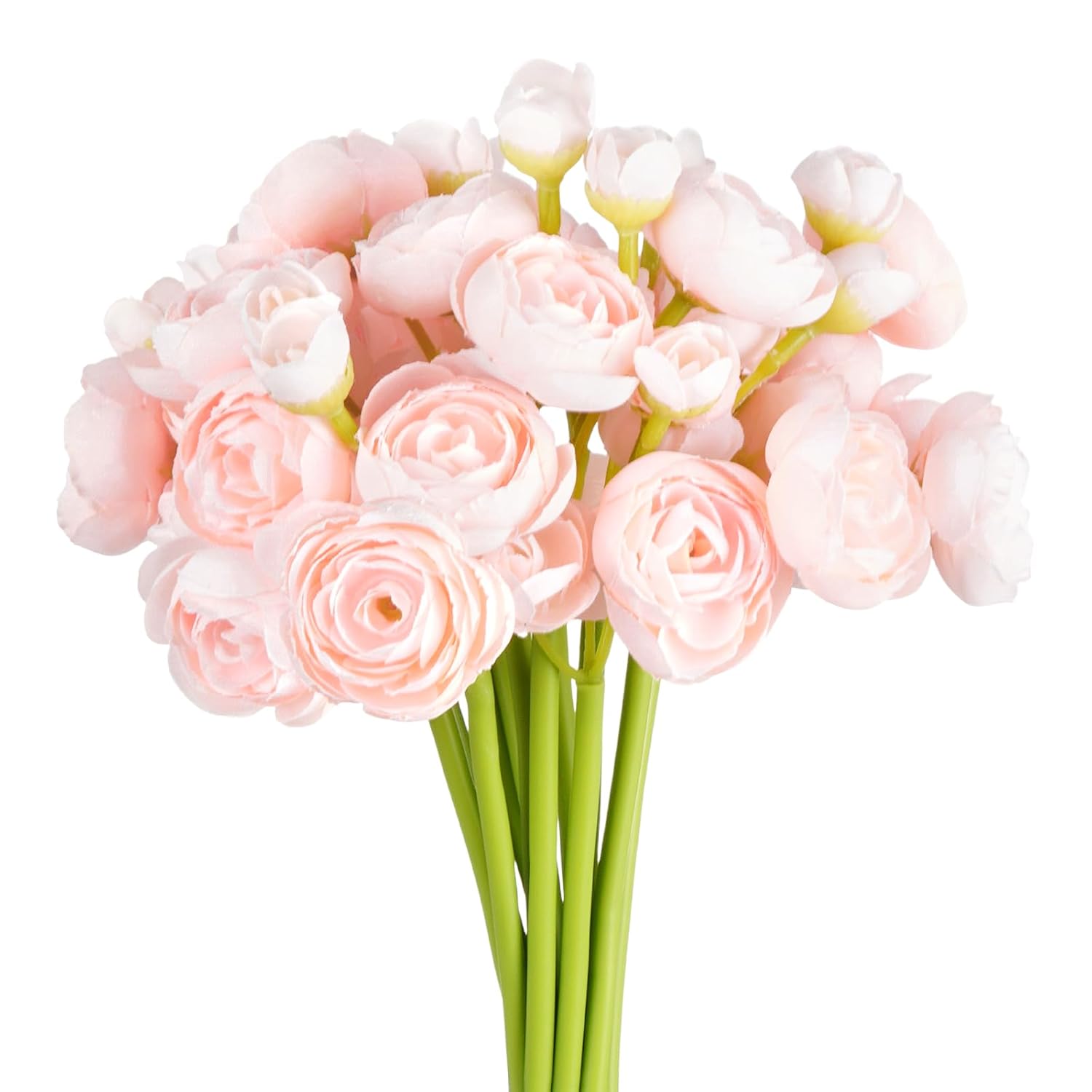 12 Pcs Ranunculus Artificial Flowers Faux Silk Mini Ranunculus Flowers For Wedding Decoration Bride Bouquet Faux Flowers Crafts Floral Arrangement(Pink)