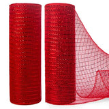 2 Rolls Red Mesh Ribbon,10 Inch X 30 Feet(10Yard) Each Roll,Metallic R