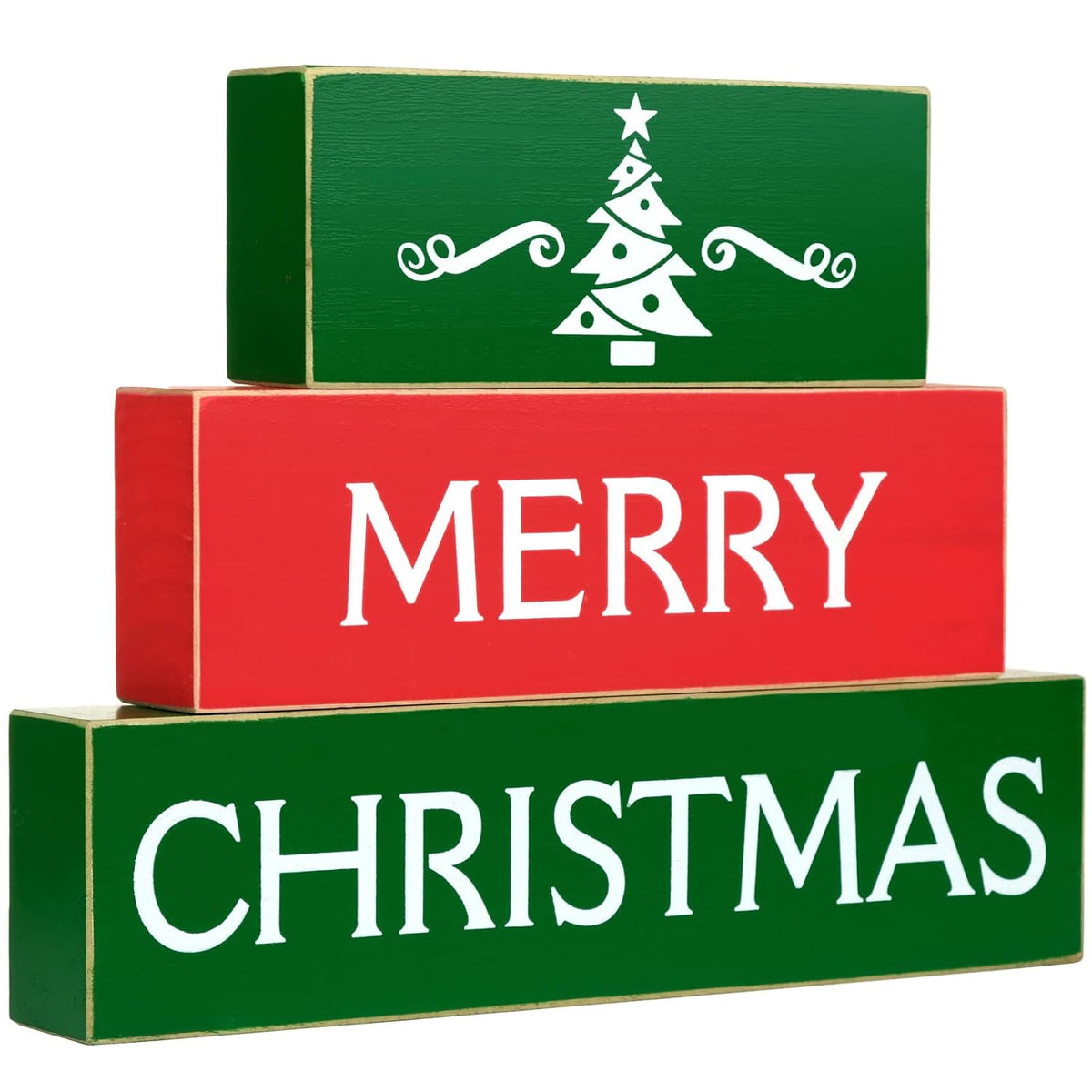 Set Of 3 Christmas Decor Blocks - Merry Christmas