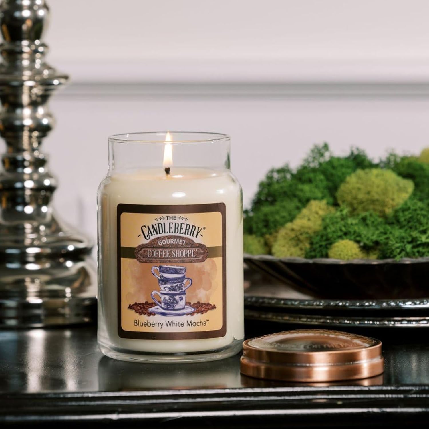 Candleberry Candles | Gourmet Coffee Shoppe Collection | Strong Fragrances For Home | Hand Poured In The Usa | Highly Scented & Long Lasting | Large Jar | (Blueberry White Mocha)