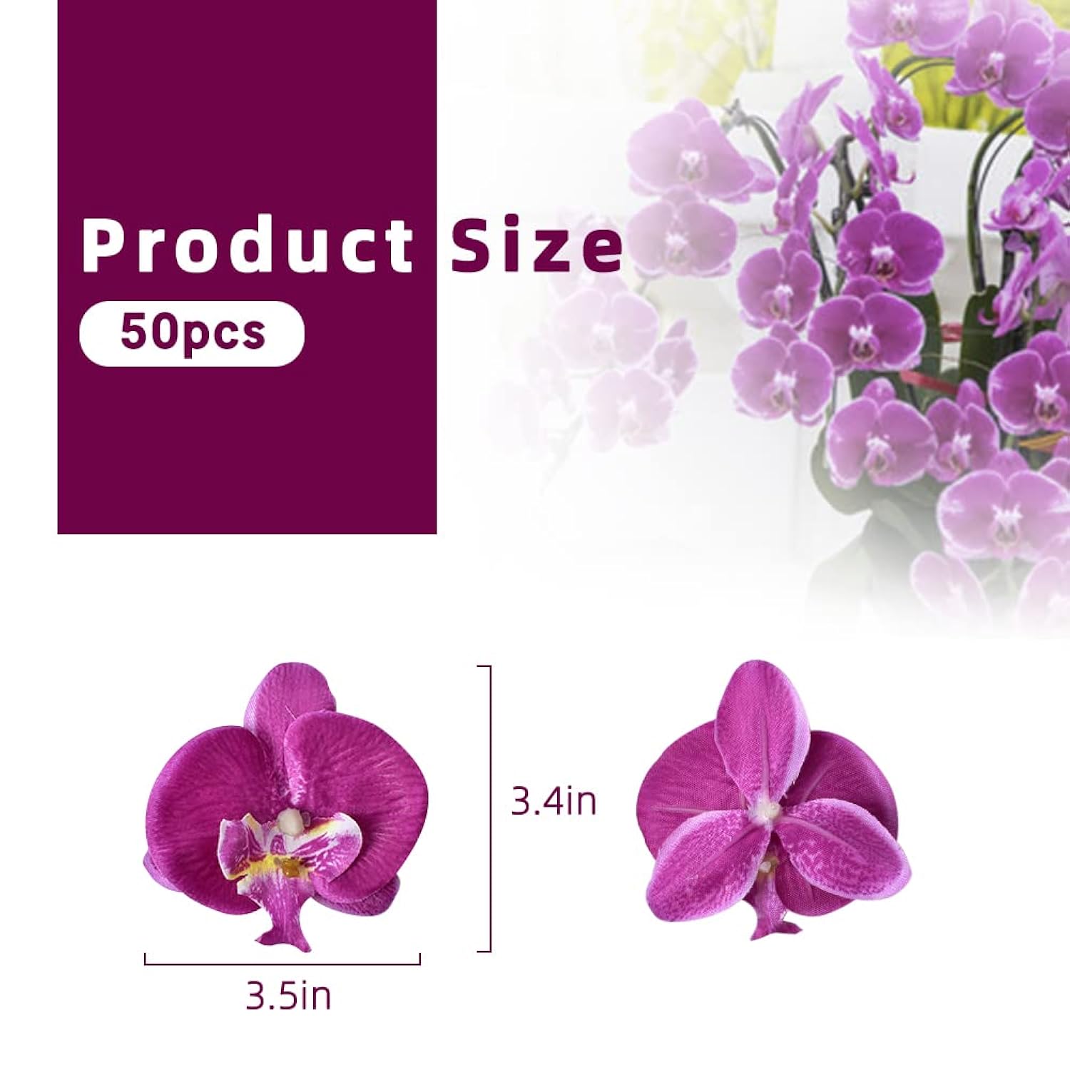 50Pcs Orchid Petals Artificial Orchid Flower Heads Faux Silk Phalaenopsis Butterfly Flower Heads For Diy Craft Home Wedding Party Decorations (50Pcs Purple)…