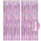 2pcs Pink Tinsel Curtain Party Backdrop Lilac Pink Foil Fringe for Theme Parties