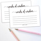 50 Words Of Wisdom Advice Cards For Graduation, Marriage, Wedding, Use As Bridal Or Baby Shower Party Games, Boy Or Girl Baby Prediction Or Advice Cards. 4" X 6"