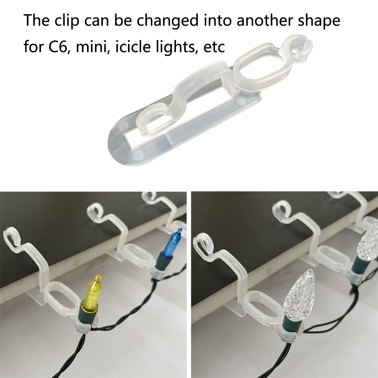 Christmas Light Clips, Holiday Light Hanging Clips, All In One Clip For C7 C9, Gutter Hooks For Outside Outdoor Roof (100 Pack)