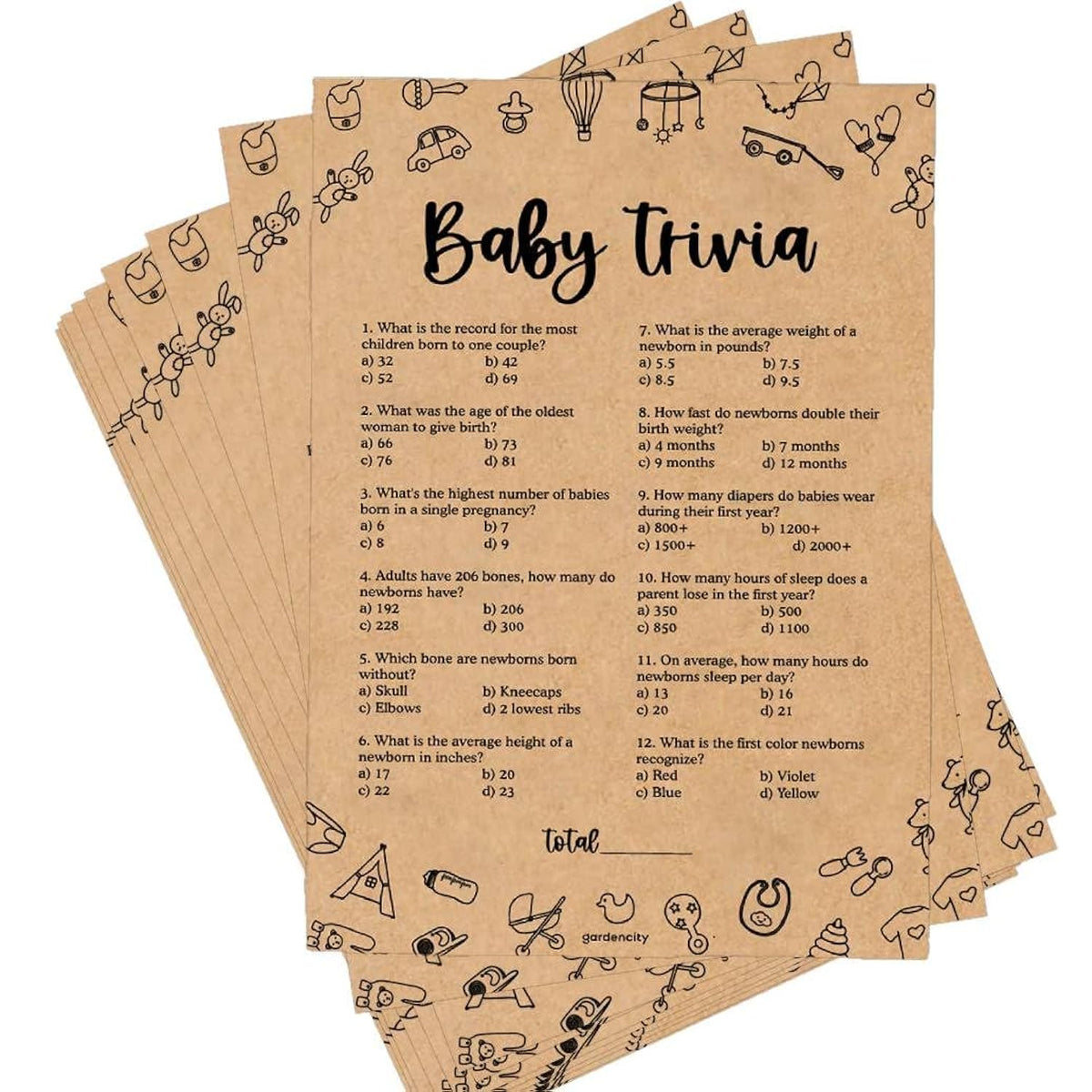 Baby Shower Game (50 Cards), Fun Baby Trivia Shower Games Activity For Boy Or Girl, Kraft