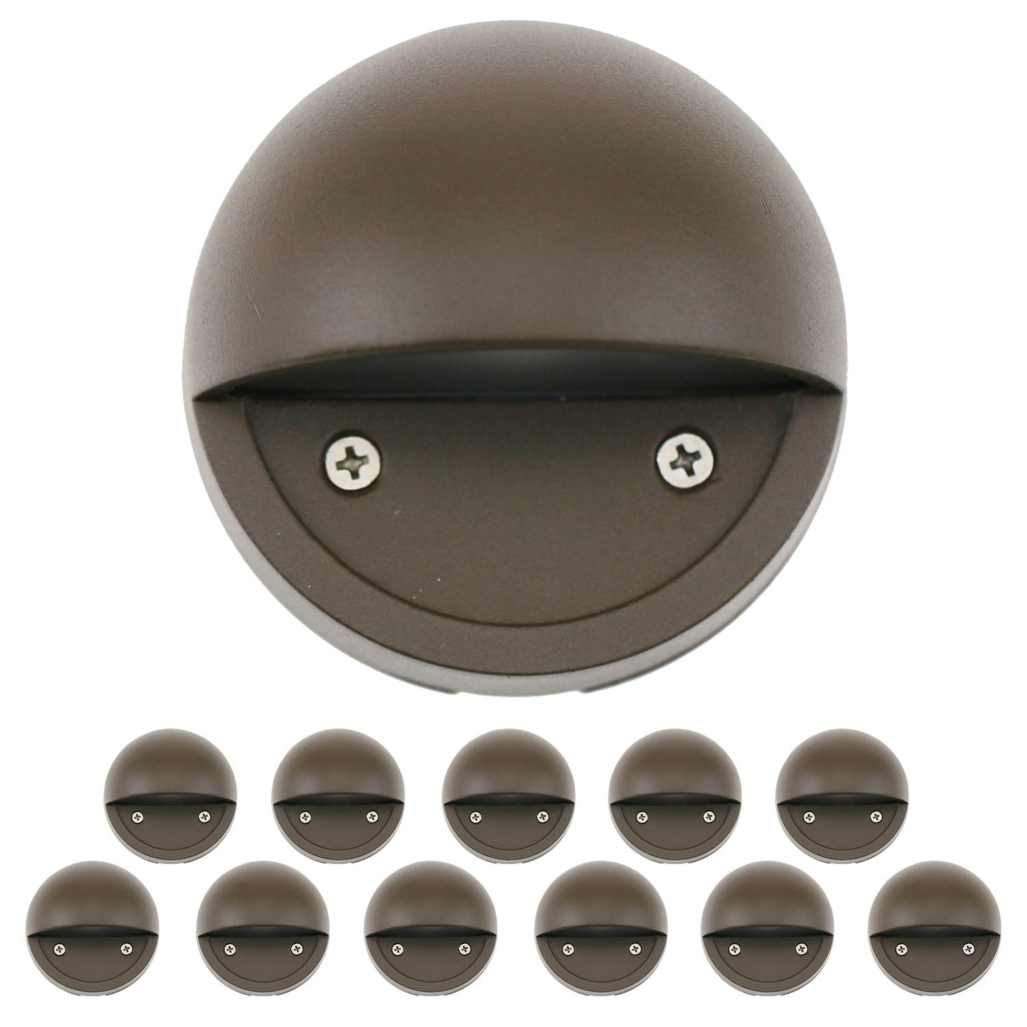 2W Landscape Deck Lights (12 Pack) Low Voltage Landscape Deck Lights Waterproof - Outdoor Patio Step Deck Lighting 12V 3000K Replaceable G4 Led Bulb Included Dsl0103-Bzled12 (Bronze)