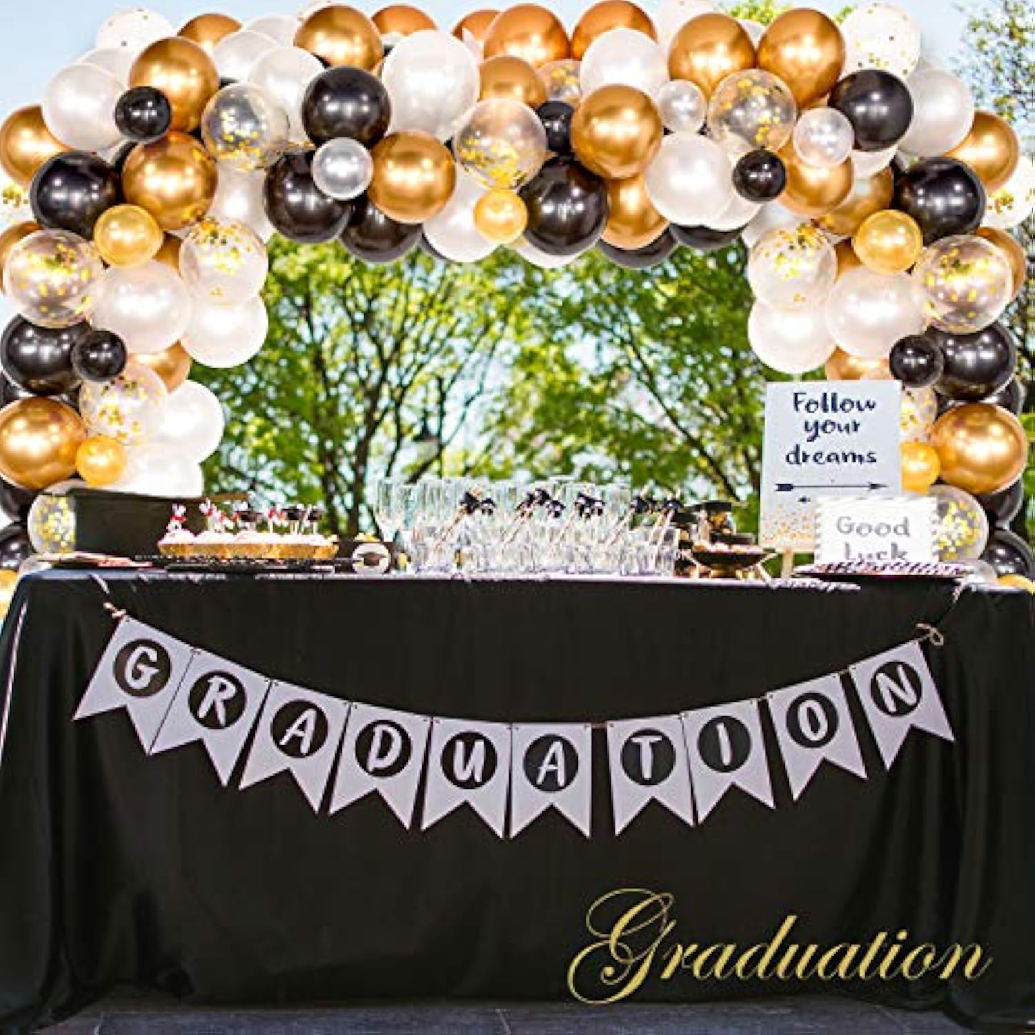 120-Piece Black Gold Balloon Garland Kit for Party Decorations