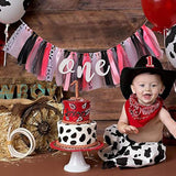 Cow High Chair Banner - High Chair Banner First Birthday, Farm Highchair Banner, One High Chair Banner For Girl, Holy Cow Im One Party Decorations, Cow Print 1St Birthday Banner