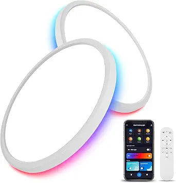 2 Pack Smart RGB LED Ceiling Lights WiFi Remote Alexa Google Flush Mount