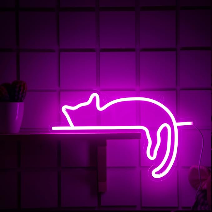 Cat Neon Sign LED USB Wall Light Cute Animal Neon Decor for Bedroom Party Room Girls Decor