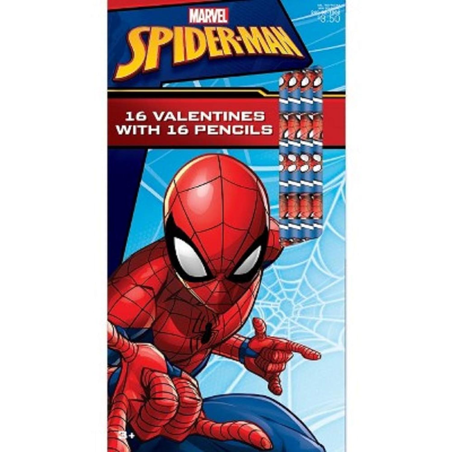 Marvel Spiderman Valentine Classroom Exchange Cards 16 Ct (Pencils)