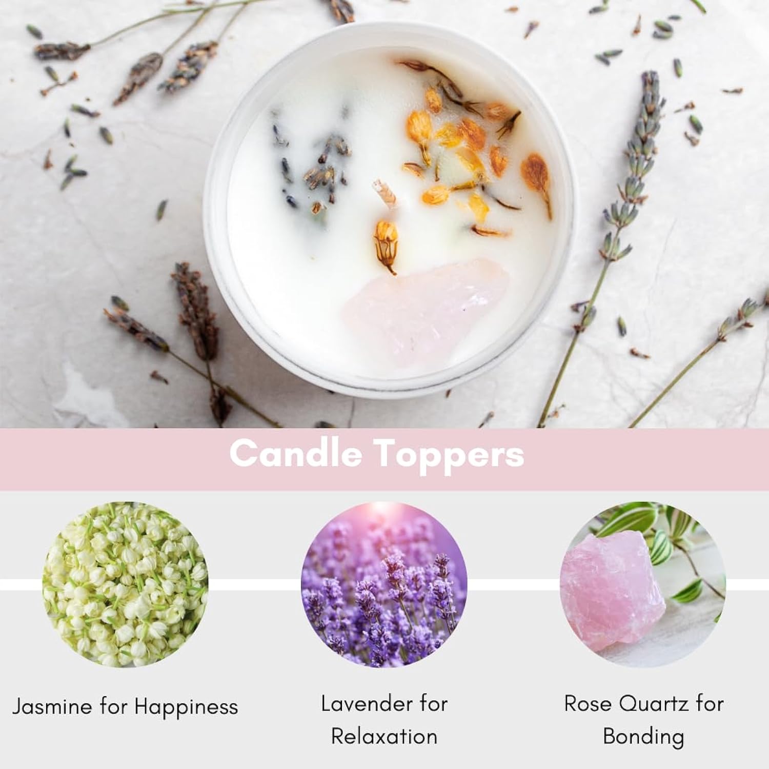 Premium Candle Gifts For New Mom – After Birth Gifts For Women – Postpartum, Baby Shower & Pregnancy Gift For Expecting Mom – Paraffin-Free Natural Soy Wax - Rose Quartz Crystal, Lavender & Jasmine