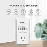 3-Sided Wall Tap Surge Protector with 5 AC Outlets and 4 USB Charging Ports