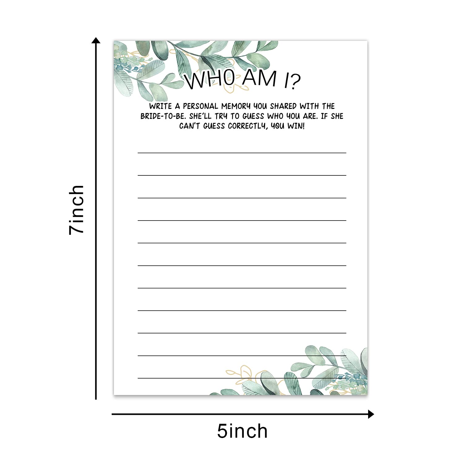 Bridal Shower Game Cards, Who Am I Game, Greenery Theme Engagement Party Cards For Wedding, Bridal Shower Decorations, Engagement Activities Ideas, Wedding Shower Party Game Card