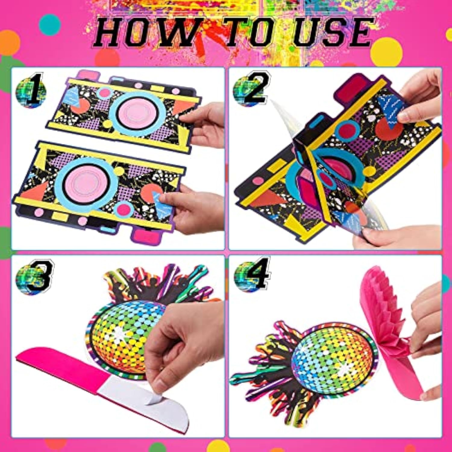 80s 90s Party Honeycomb Centerpieces: Retro Hip Hop Decorations - 12 Piece Set