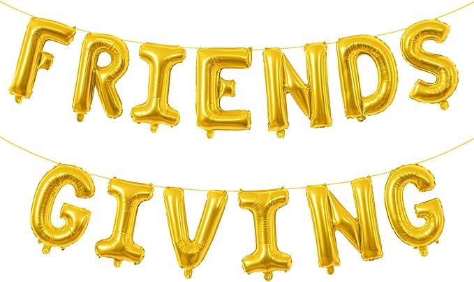 Friendsgiving Decorations 16Inch Gold Letter Balloons Banner Thanksgiving Party Decor