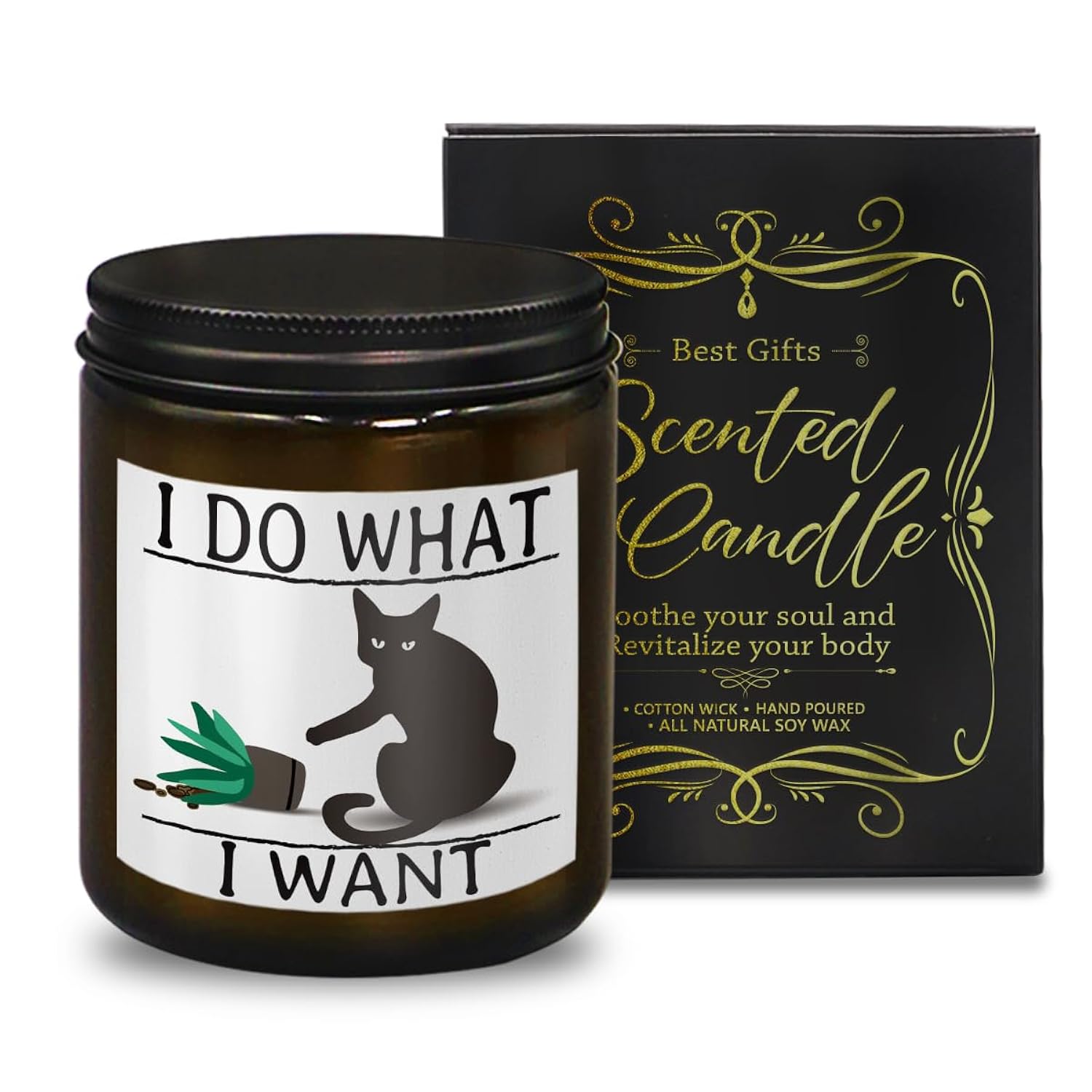 I Do What I Want,Funny Black Cat Gifts For Women,Birthday Gift,Christmas,Cedar Fragrance Scented Candles