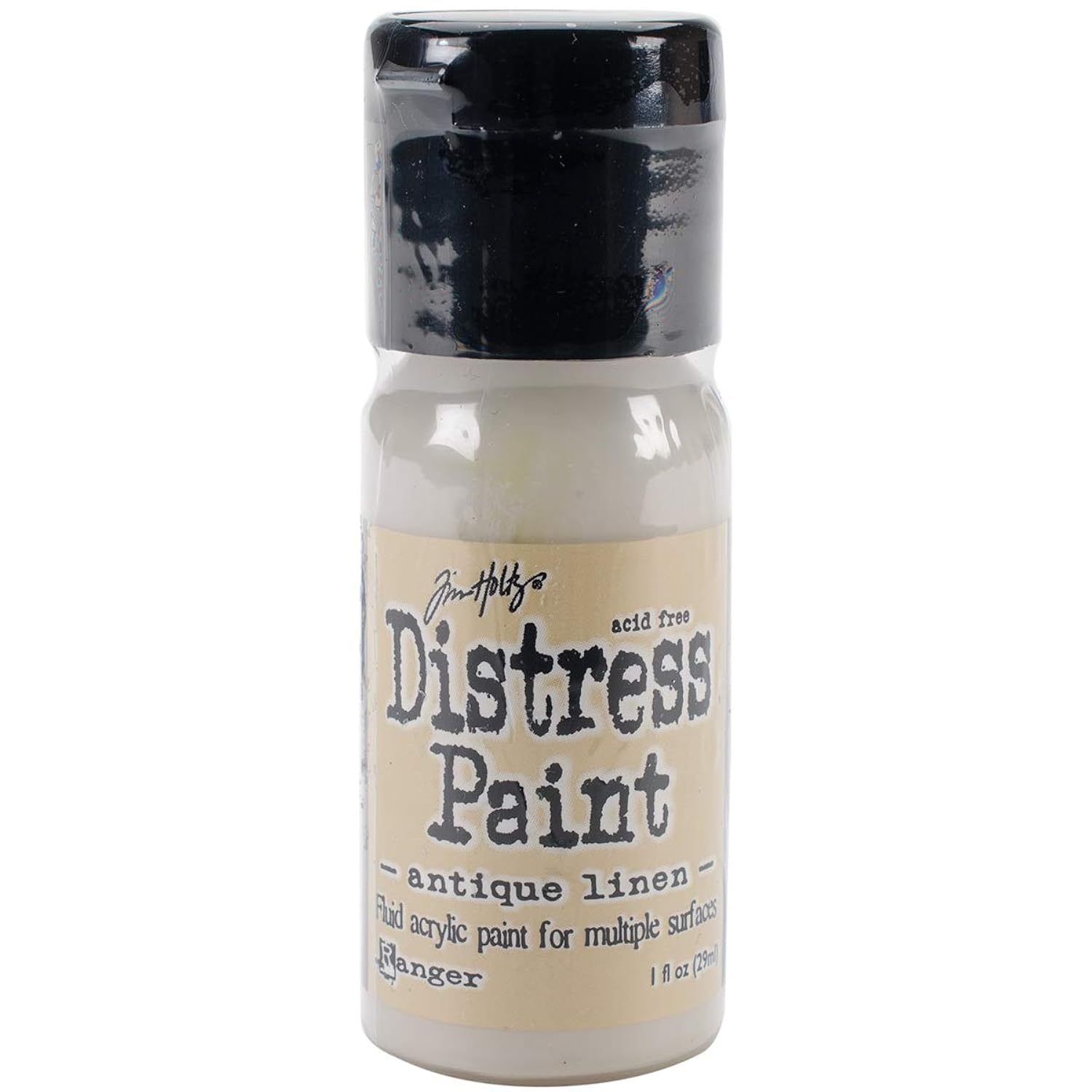 Tim Holtz Distress Paint, Multisurface Acrylic, 1oz Flip Top Bottle, Antique Linen