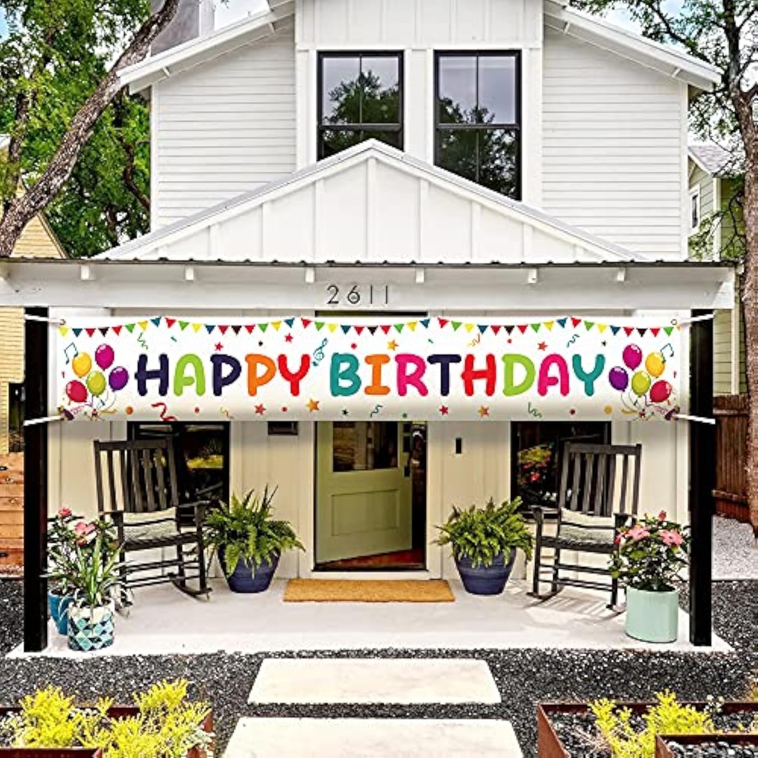 Large Colorful Happy Birthday Banner 118"x19.7" with Grommets – Indoor/Outdoor Party Decor