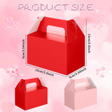 24 Pcs Valentine'S Day Treat Boxes Cookie Boxes With Handles, Pink Red Goodie Cardboard Bag Party Favor 5.9 X 3.5 X 3.5 Inch, For Valentine'S Party Treats Bakery Cupcake Candy Gift Mother Day