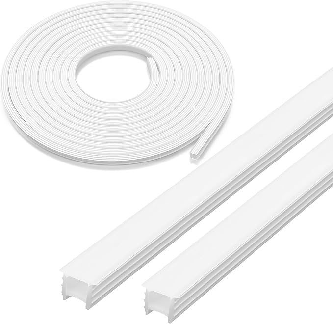 65.6FT Flexible Silicone LED Channel White 10x10mm Waterproof Neon Rope Tube for 6mm Strip Lights