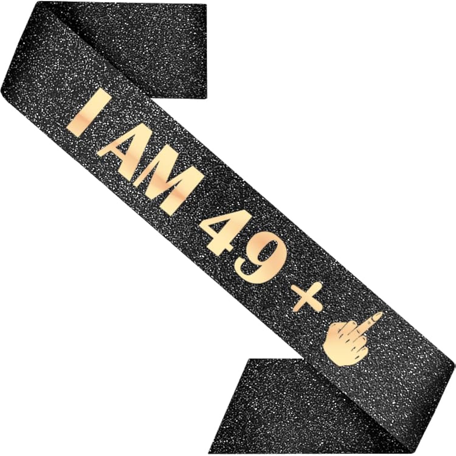 50Th Birthday Decoration Sash For Women I Am 49 Plus 1 Middle Finger Black 32 Inch Long With Rose Gold Letters For Her