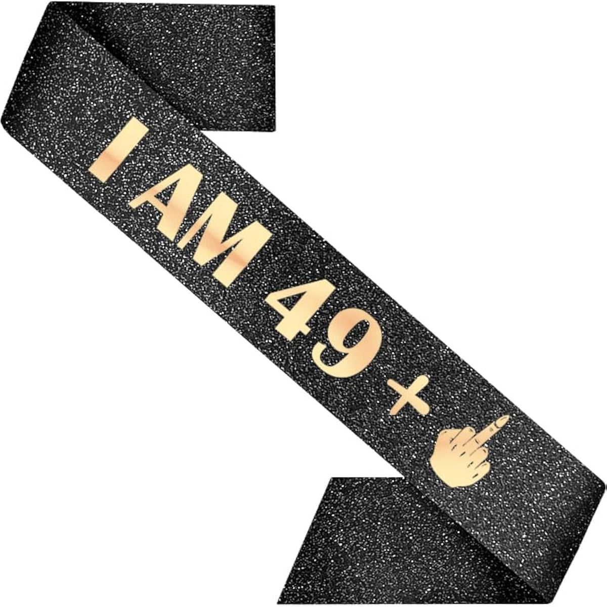 50Th Birthday Decoration Sash For Women I Am 49 Plus 1 Middle Finger Black 32 Inch Long With Rose Gold Letters For Her