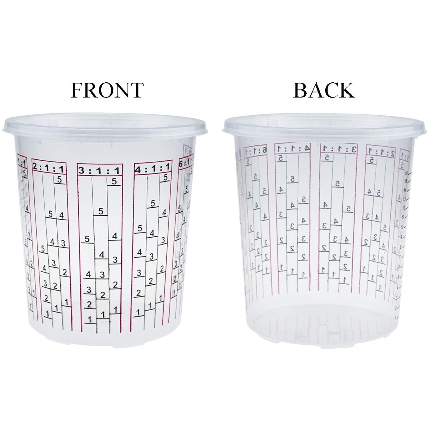 30 Pack Paint Mix Cups With Lids, 32 Ounce Plastic Paint And Epoxy Mixing Cups With Calibrated Mixing Ratios On Side Of Cup, For Paint, Activators, And Thinner