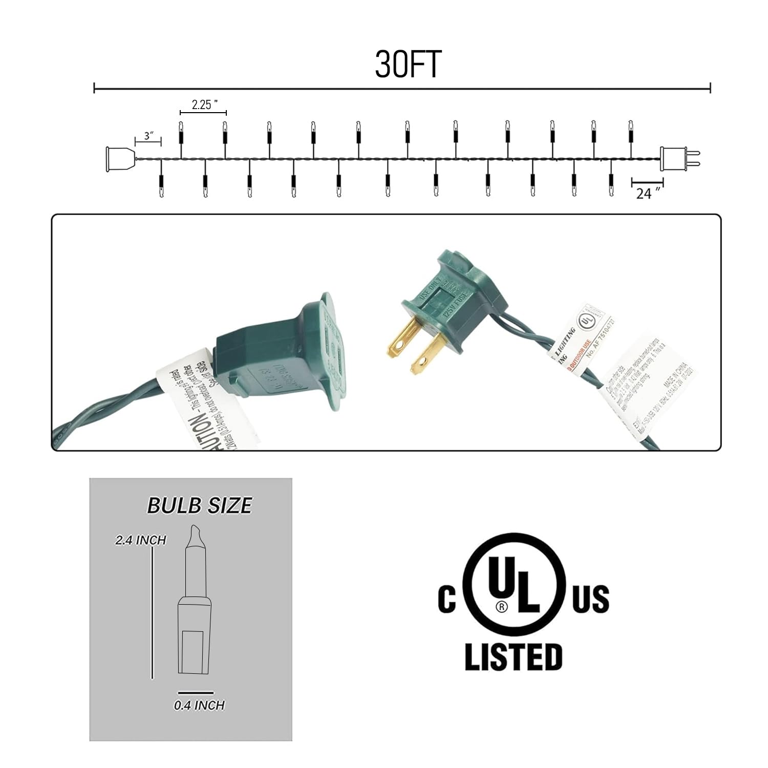 Christmas Mini String Lights, 30Ft 150 Incandescent Light Up Fairy Lights With Ul Certified Xmas Decorations For Indoor