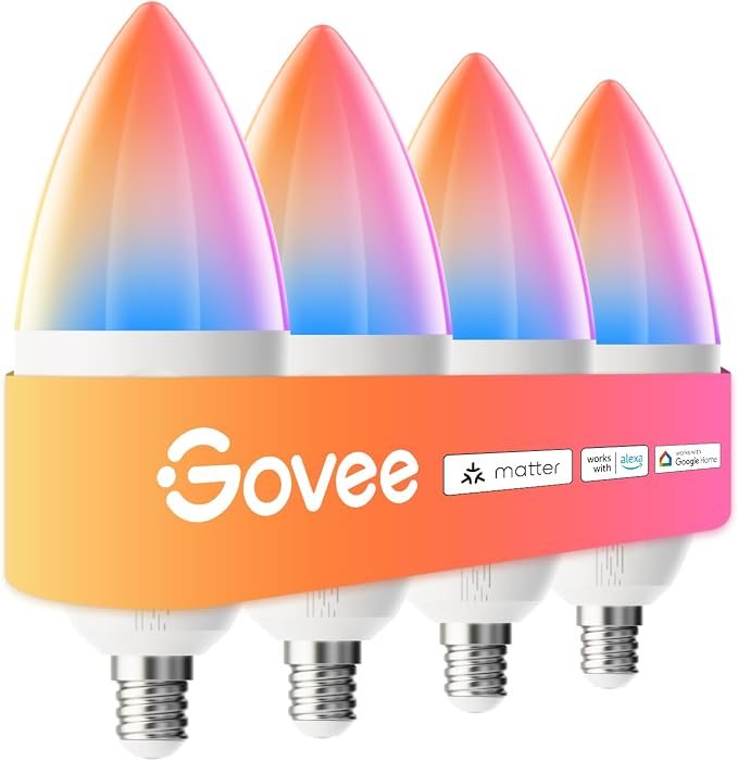 E12 LED Smart Light Bulbs Color Changing Candelabra 450 LM 80 CRI 4 Pack