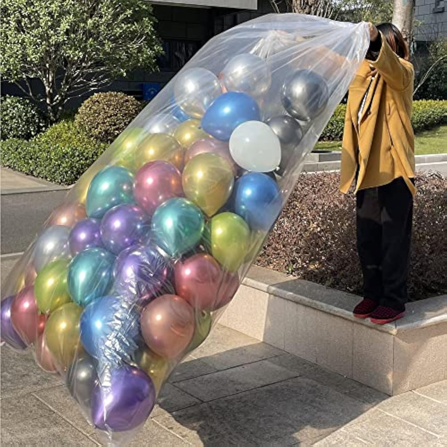 2pc Clear Giant Balloon Storage Bags (98x59 & 59x47 in) for Parties