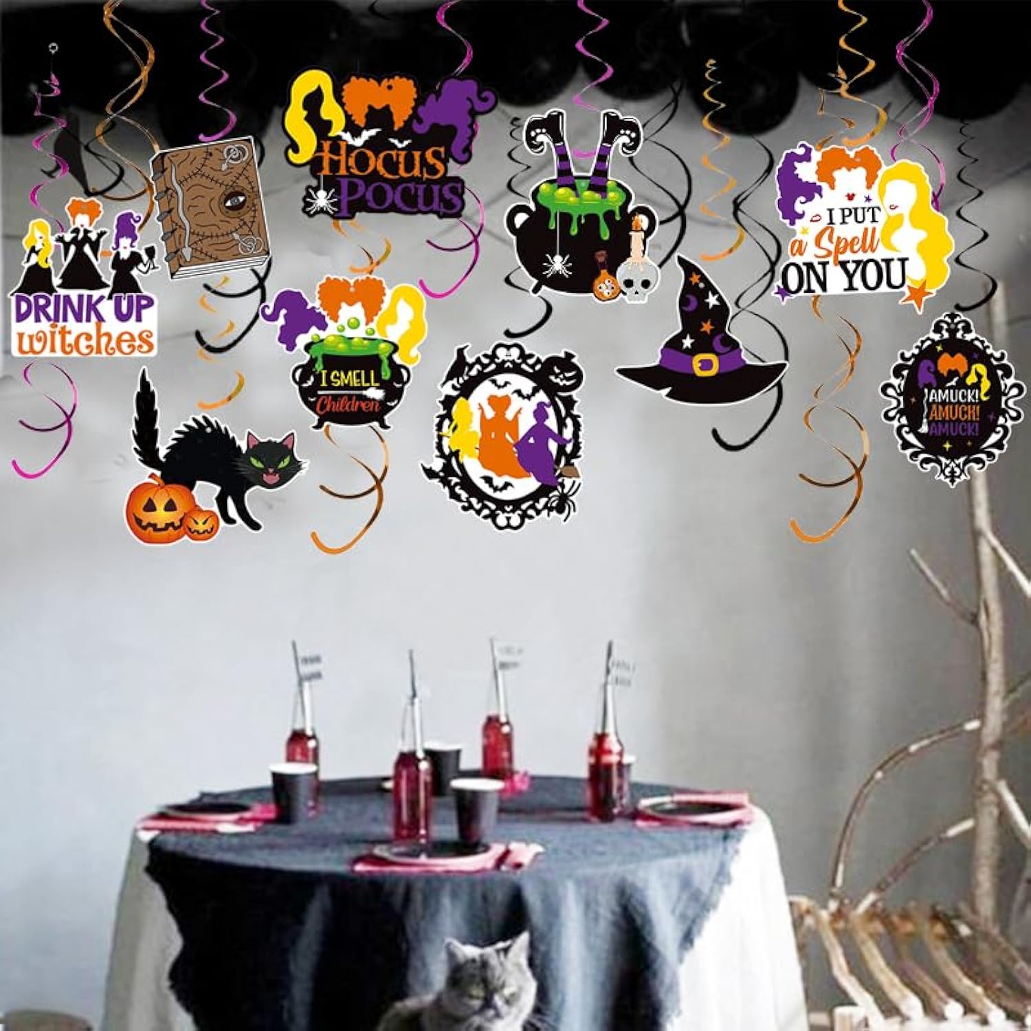 30Pcs Hocus Pocus Decorations - Swirl Decorations For Halloween, Birthday, Party, Trunk Or Treat, Baby Shower