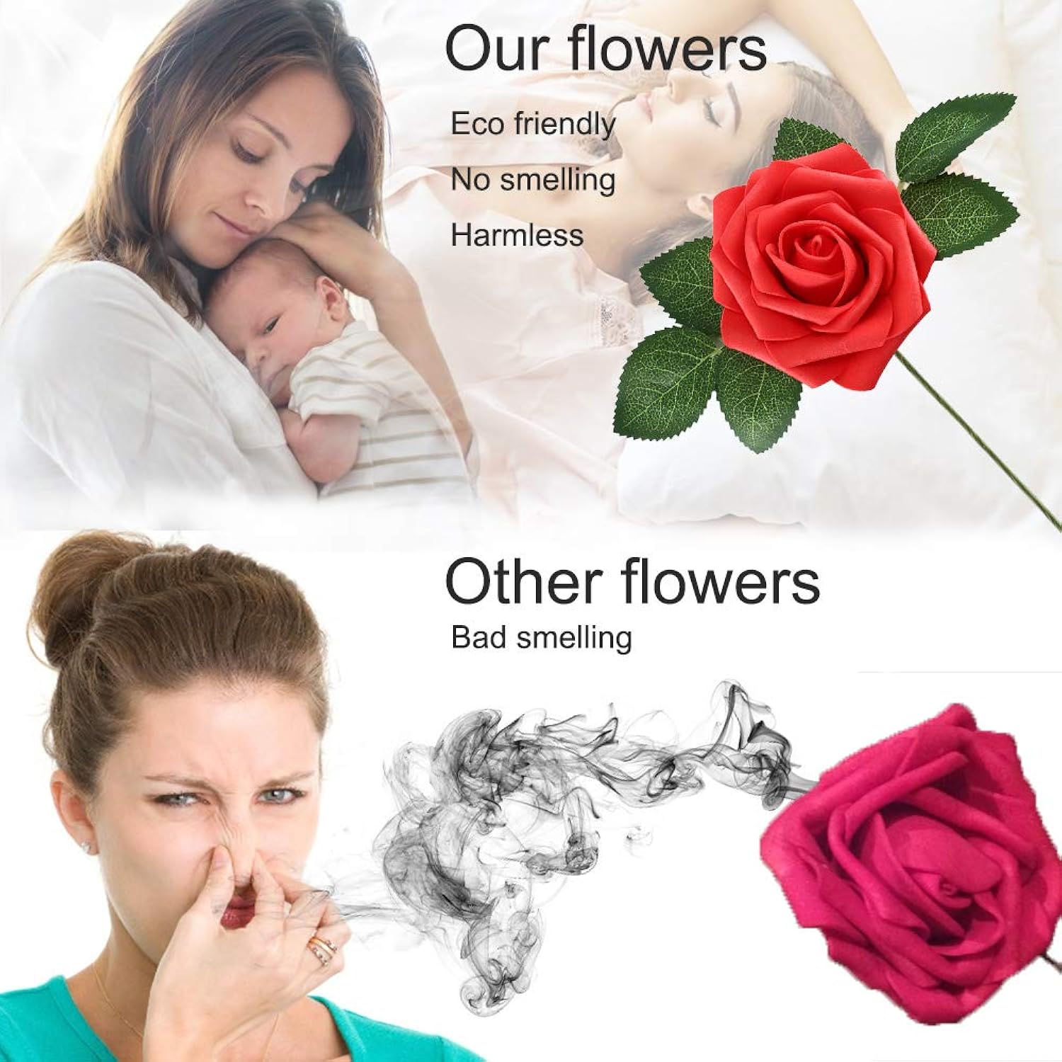 Artificial Flowers 25Pcs Real Looking Fake Roses With Stems For Diy Wedding Bouquets Baby Shower Centerpieces Floral Arrangements Party Tables Home Decorations