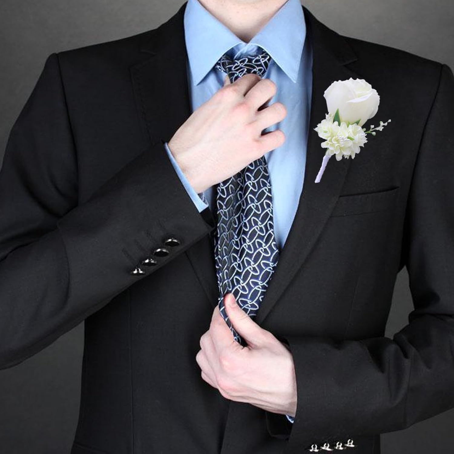 Boutonniere Buttonholes Groom Groomsman Best Man Rose Wedding Flowers Accessories Prom Suit Decoration Ivory