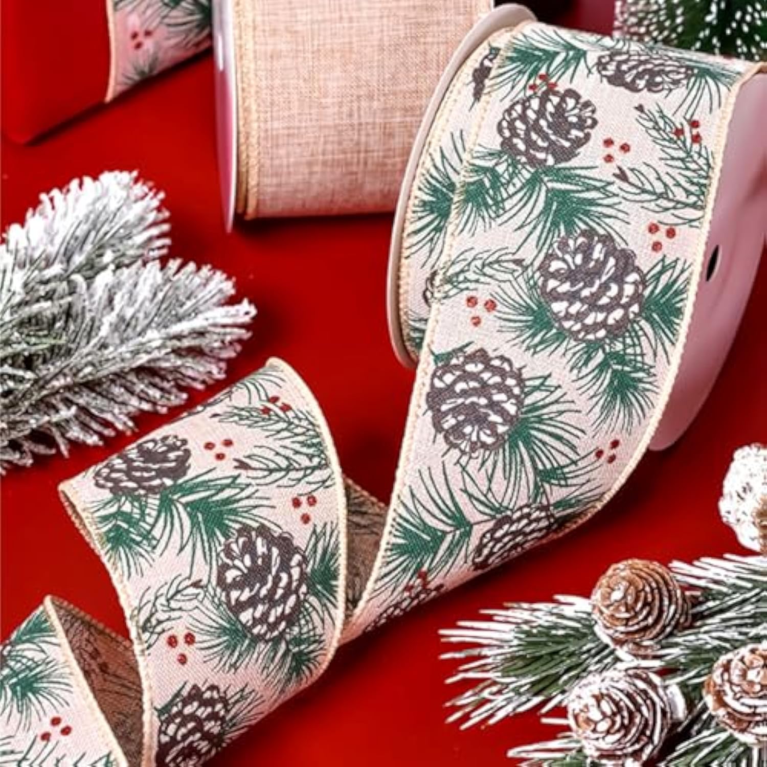 2 Rolls Christmas Grinch Wired Edge Ribbons 2.5 Inch Wide 20 Yards Buf