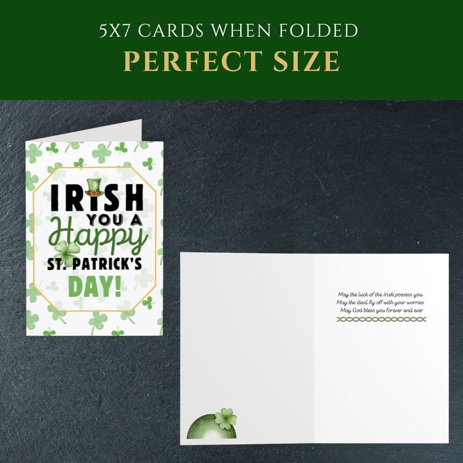 St. Patrick'S Day Greeting Cards, Irish Blessing Cards, 5"X7" Folded Card W/Envelope, Single Card, Made In Usa By A Small Family Business (Irish You...)