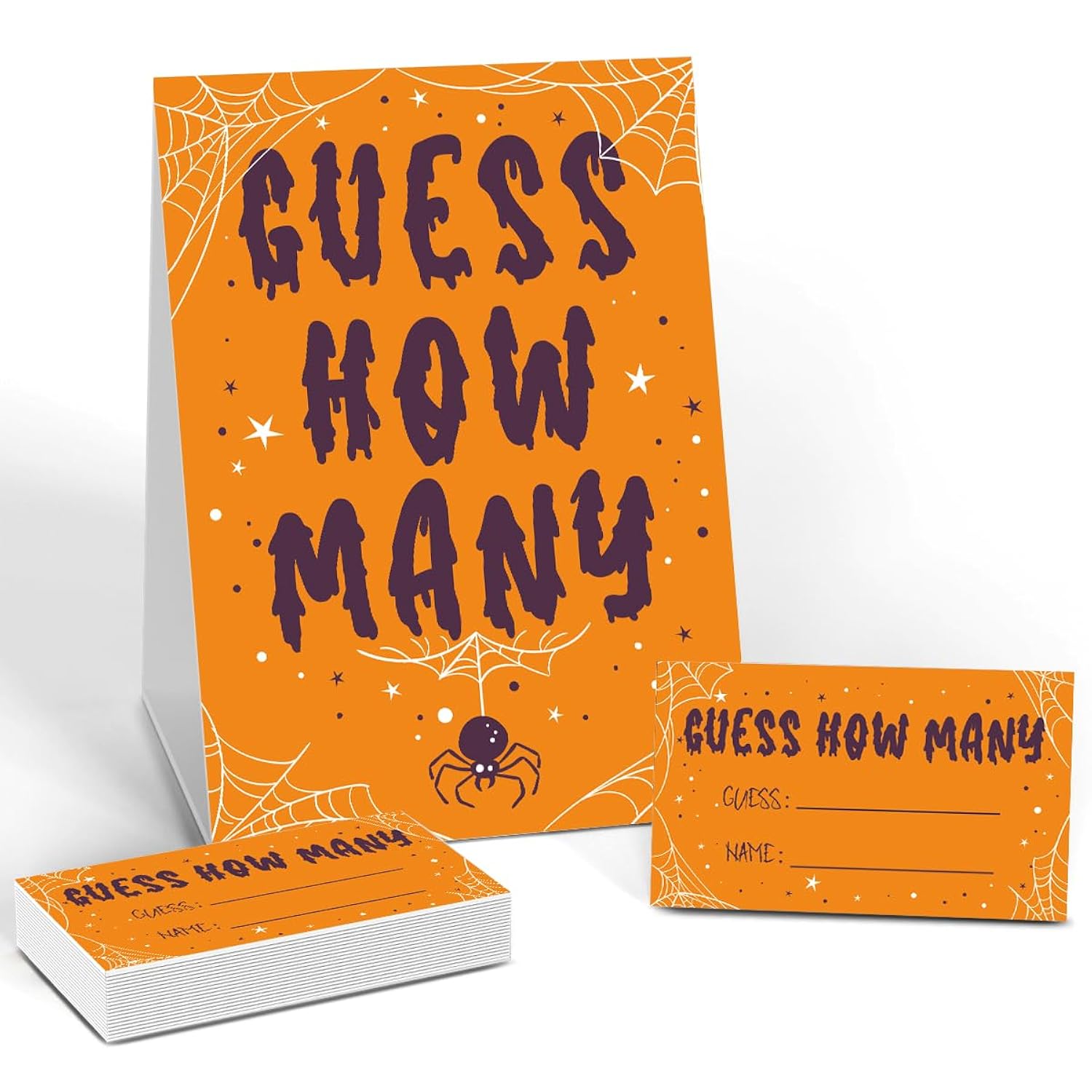 Halloween Games - How Many Games, 1 Game Sign + 50 Guessing Cards, Halloween Party Game And Activity For Halloween Baby Shower, Halloween Party Decorations Wsj02